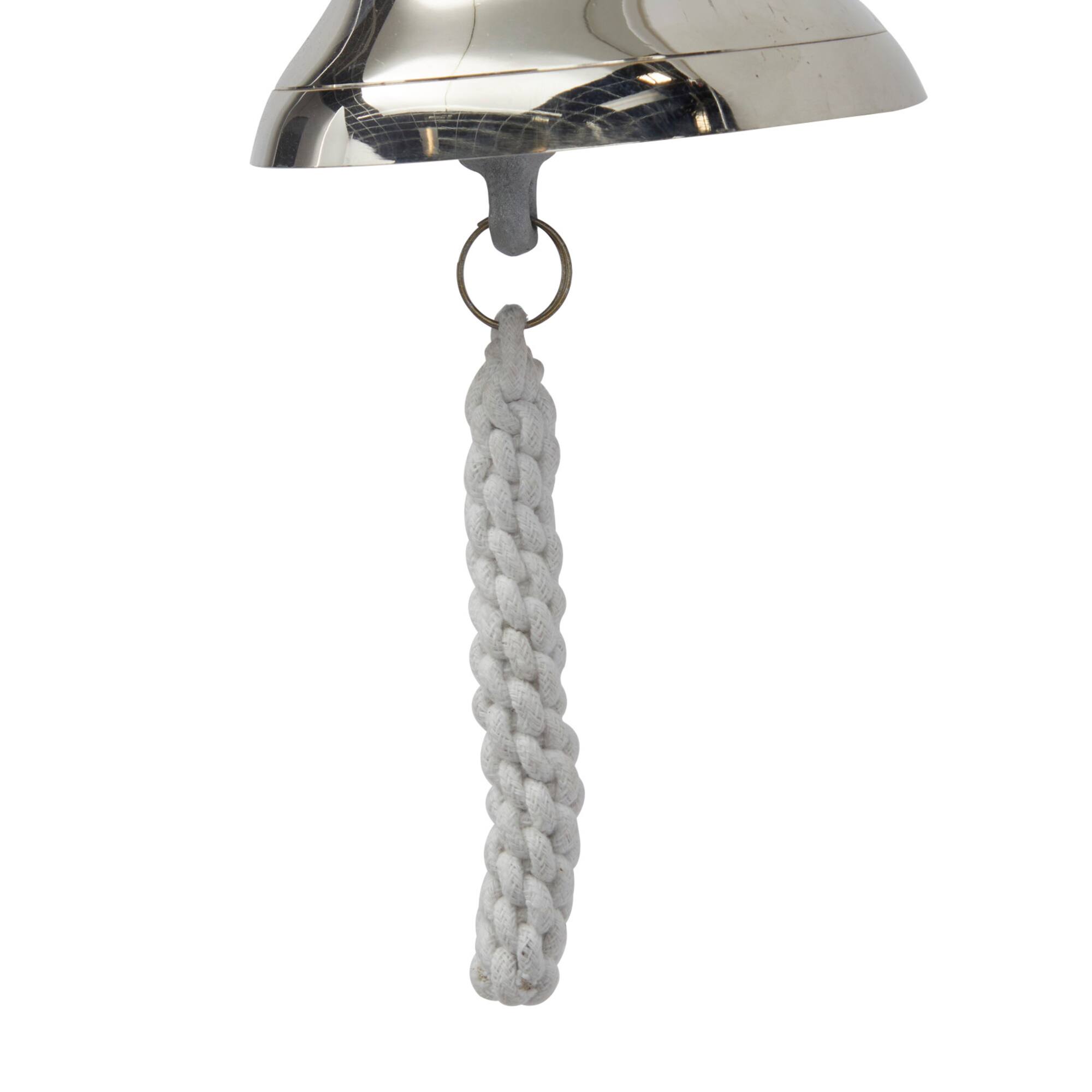 7.5" Silver Nautical Bell Wall Accent with Rope Pull